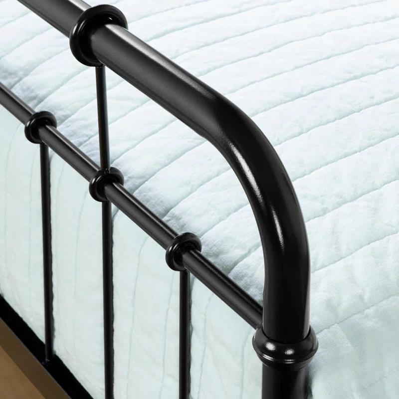 Cotton Candy Black Metal Twin Platform Bed with Headboard