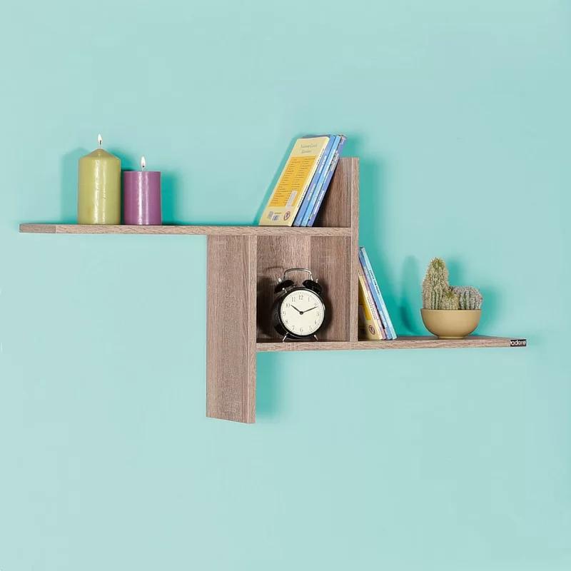 Latte Finish Modern Rustic Melamine 3-Tier Wall Shelf