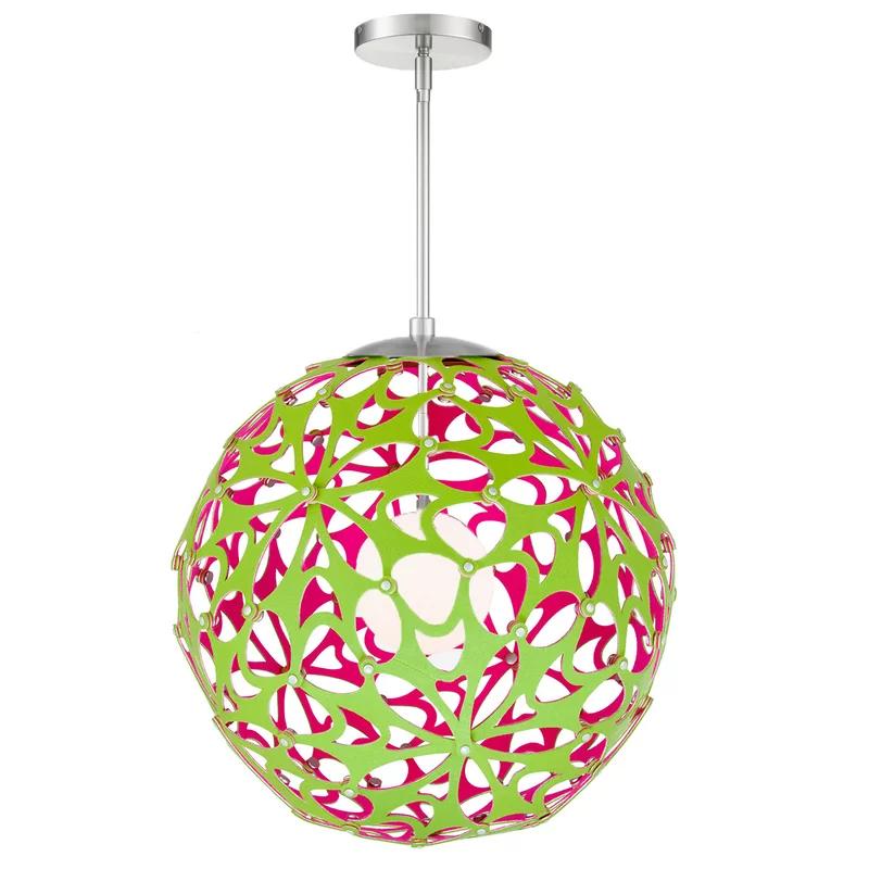 Groovy Green & Pink 36" Globe LED Pendant with Brushed Nickel Finish