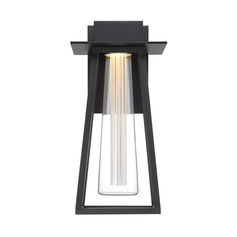 Avant Garde Black Aluminum LED Sconce with Etched Glass