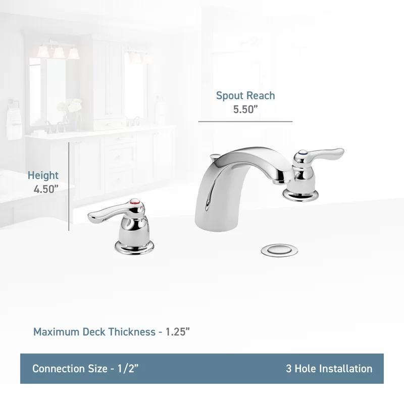 Sleek Modern Chrome Widespread Bathroom Faucet with Drain Assembly