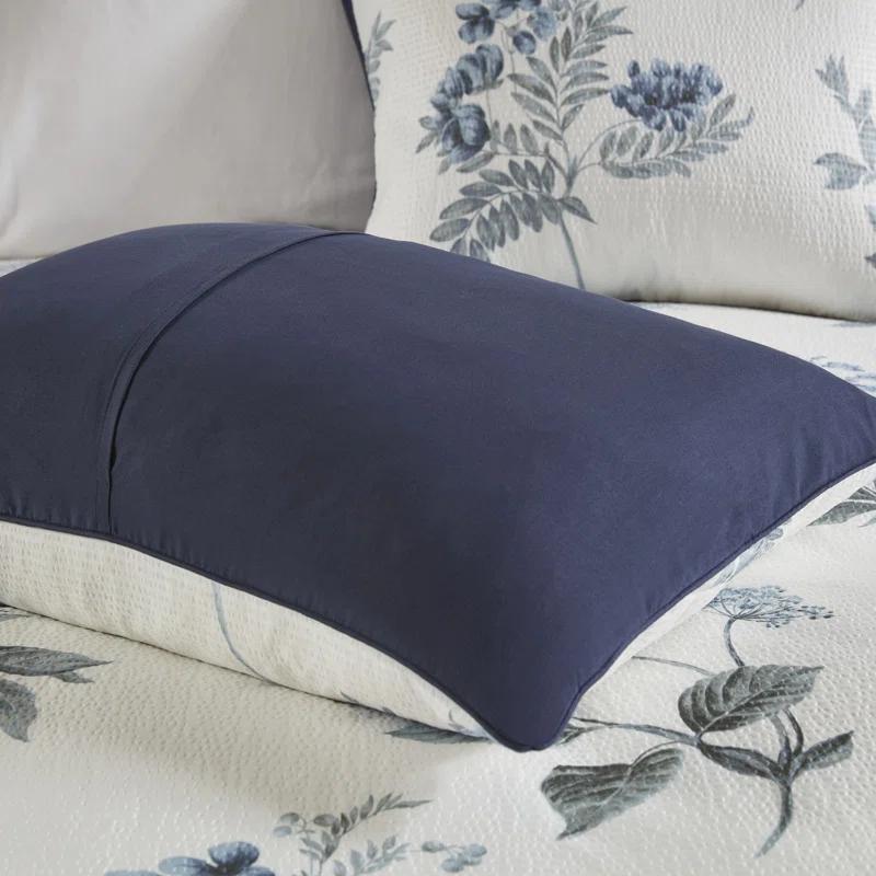 Zennia 7 Piece Seersucker Floral Comforter Set with Throw Blanket