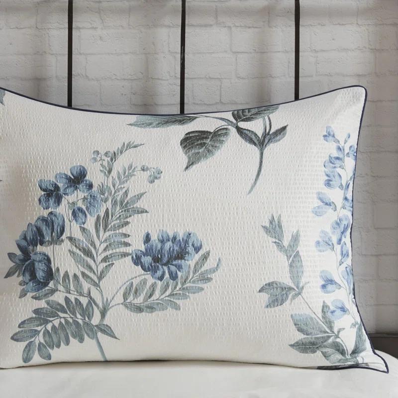 Zennia 7 Piece Seersucker Floral Comforter Set with Throw Blanket