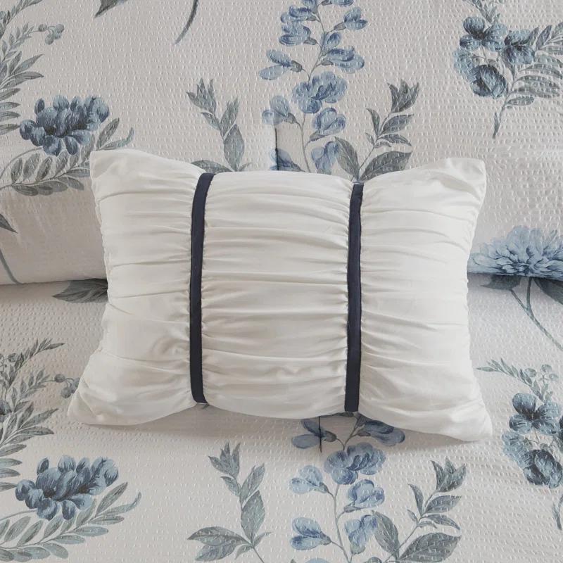 Zennia 7 Piece Seersucker Floral Comforter Set with Throw Blanket