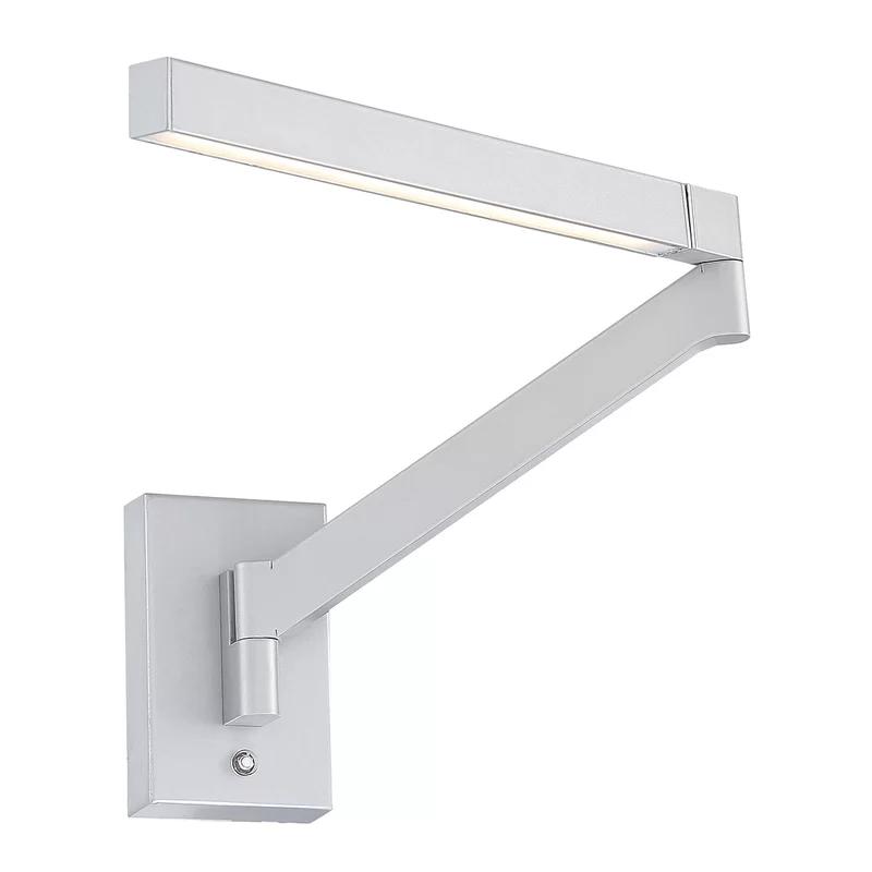 Joziah Titanium Finish Dimmable LED Swing Arm Sconce with White Acrylic Diffuser