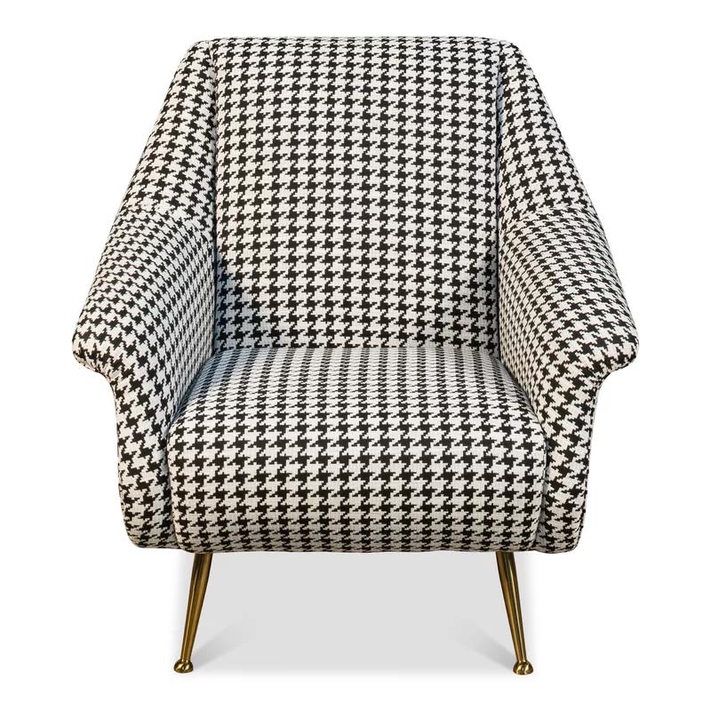 Ziegfeld 32'' Black Linen and Gold-Tone Modern Armchair