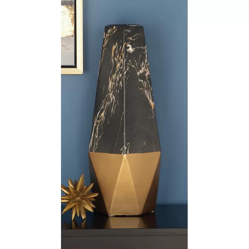 Dark Gray Faux Marble Ceramic Bud Vase 18" x 8"