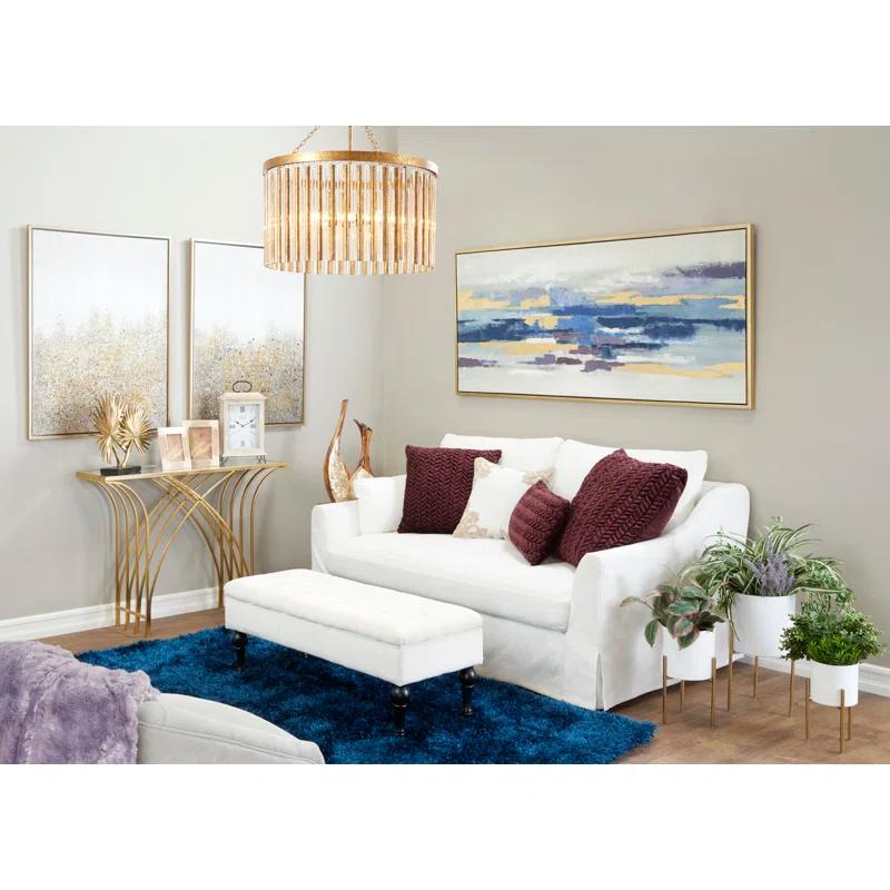 Mercer41 Derbyshire Metal Geometric Gold Console Table with Mirrored Glass Top