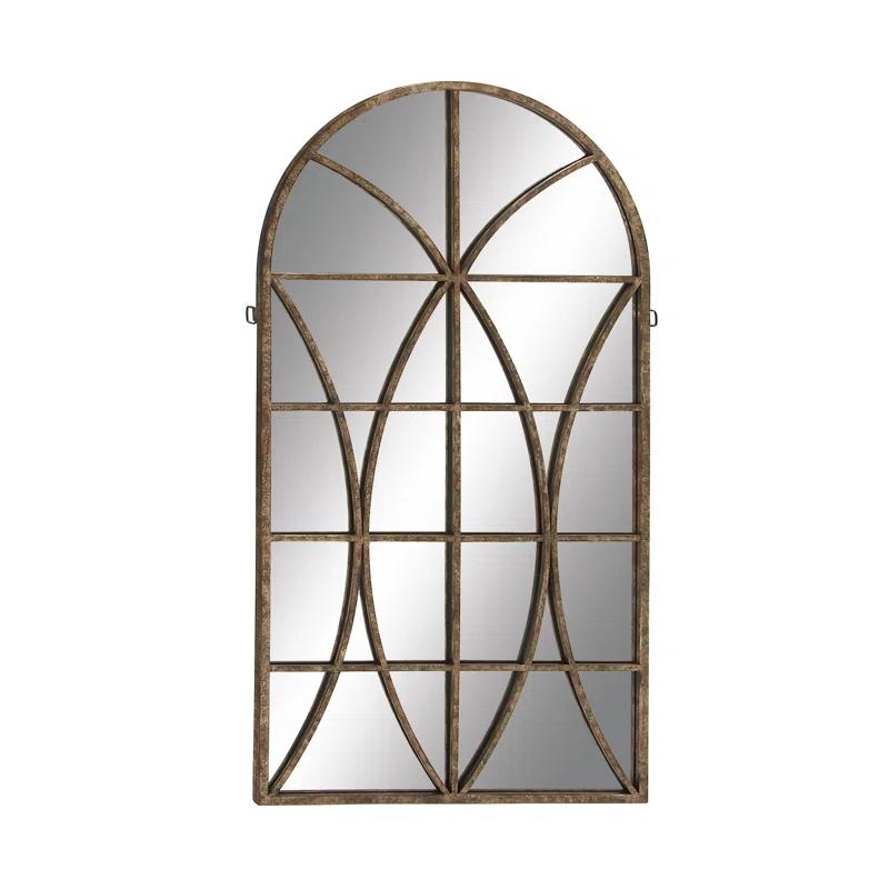 One Allium Way® Metal Window Pane Inspired Room Wall Mirror with Arched Top