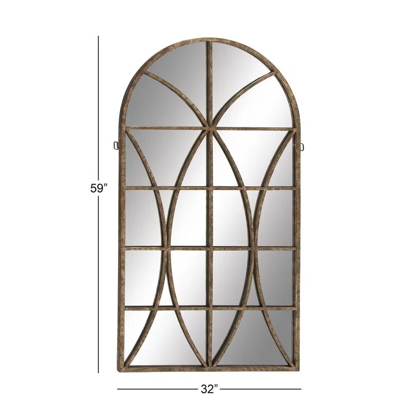 One Allium Way® Metal Window Pane Inspired Room Wall Mirror with Arched Top
