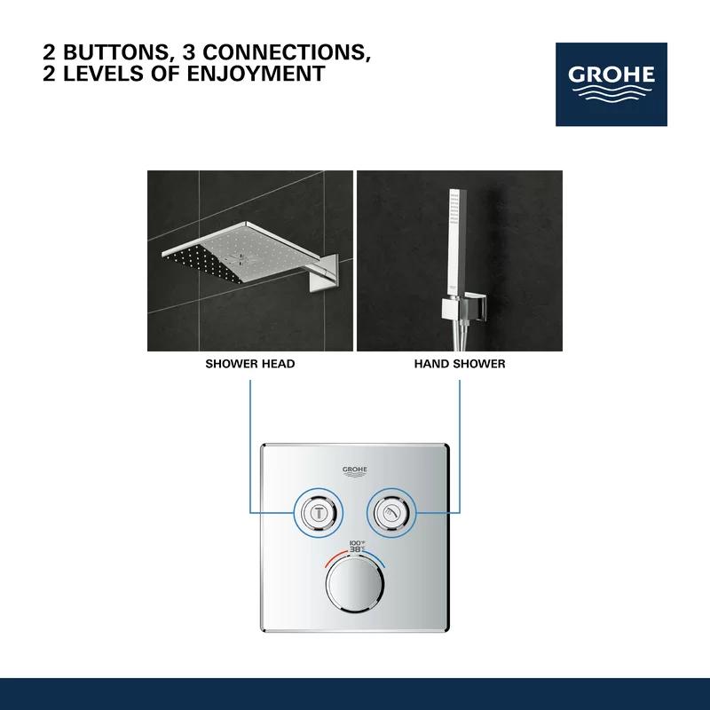 Modern Chrome Wall-Mounted Shower Trim with Push-Button Diverter
