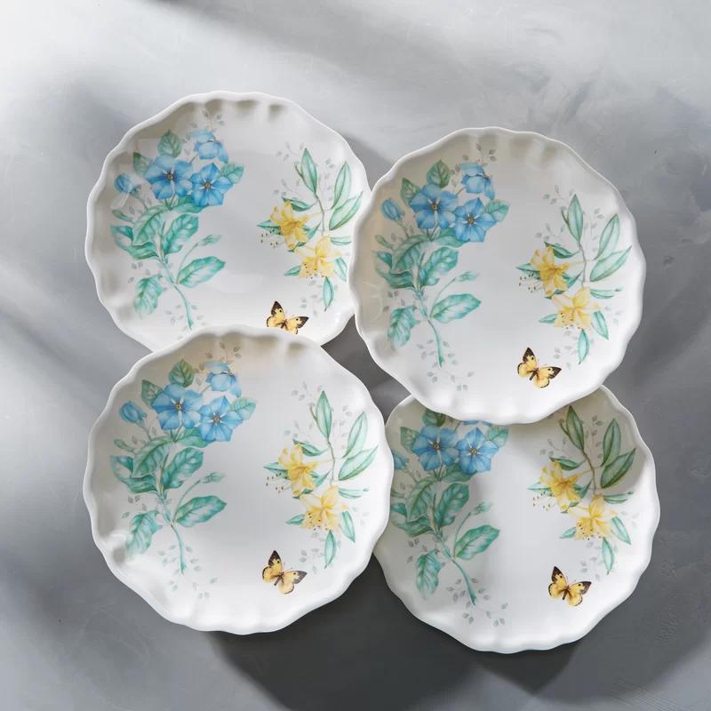 Butterfly Meadow Multicolor Melamine Dinner Plates Set