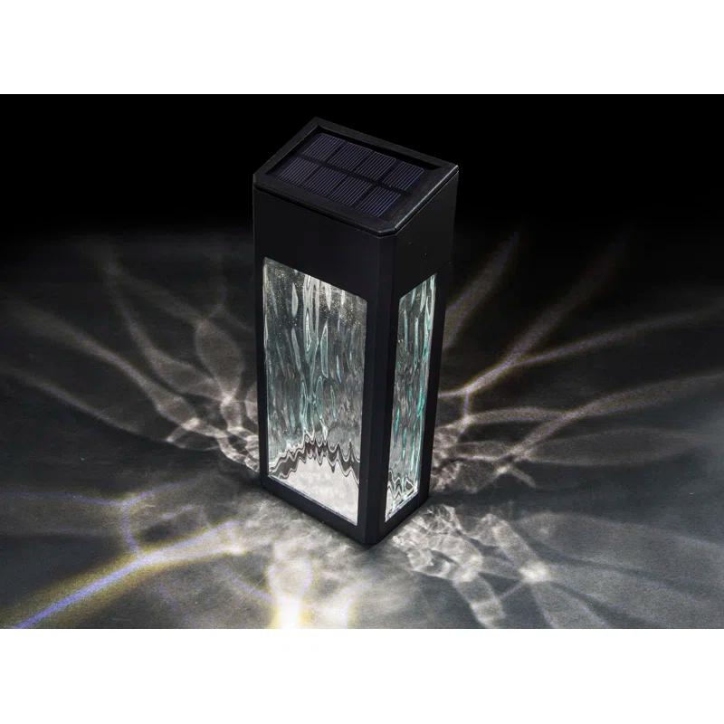 Classy Caps Black Powder Coated Aluminum Solar Powered Integrated LED Metal Deck Light (Set of 2)
