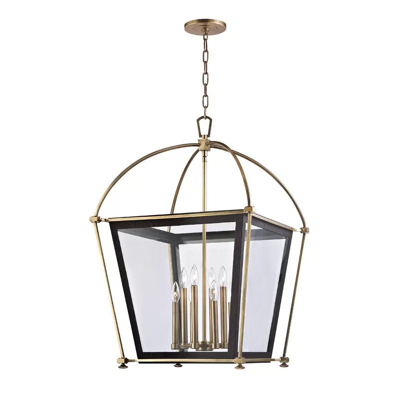 Aged Brass Hollis 4-Light Glass Drum Pendant for Indoor/Outdoor