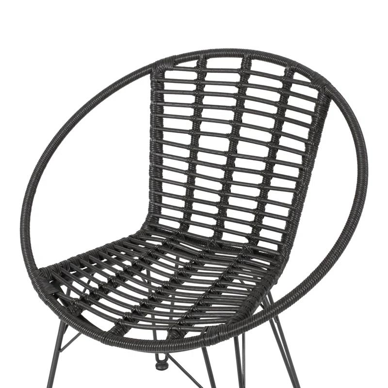 George Oliver Durham Polyethylene (PE) Wicker Wicker Outdoor Dining Side Chair (Set of 2)