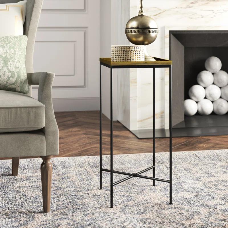 Boyles Extendable Square Black and Brass Drinks Table