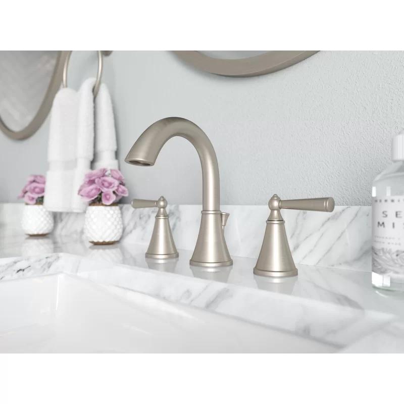 Elegant Saxton 8" Widespread Bathroom Faucet in Brushed Nickel
