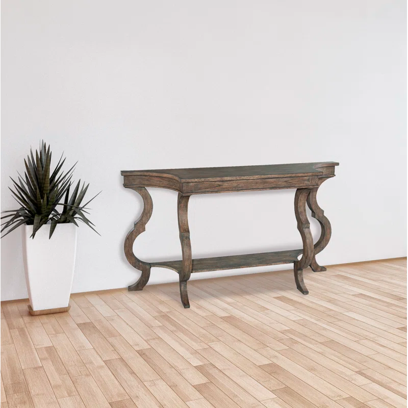 Lincoln Park Traditional Gray-Brown Demilune Console Table with Storage