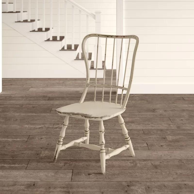Antique White Windsor Slat Side Chair in Poplar and Birch