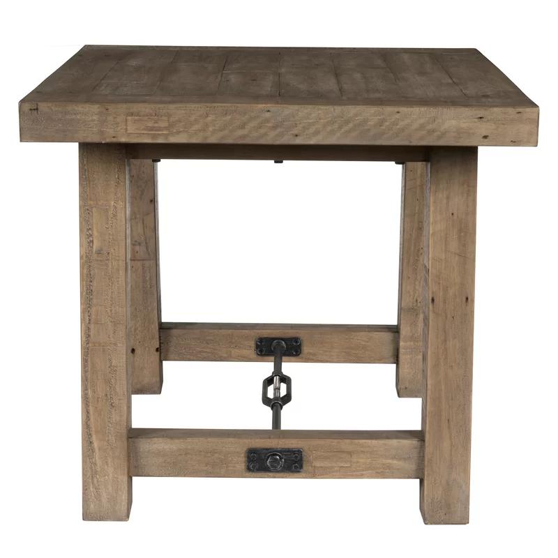 Tuscany Reclaimed Pine and Metal 26" Square End Table - Weathered Taupe