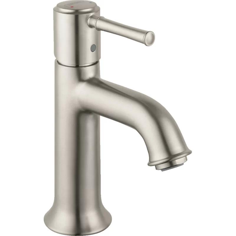 Elegant Brushed Nickel Single-Hole Bathroom Faucet with Drain Assembly