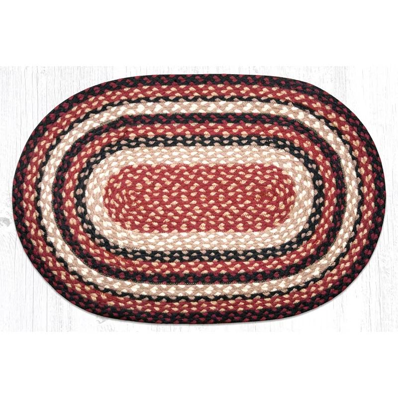 Earth Rugs Burgundy/Black/Tan Braided Area Rug