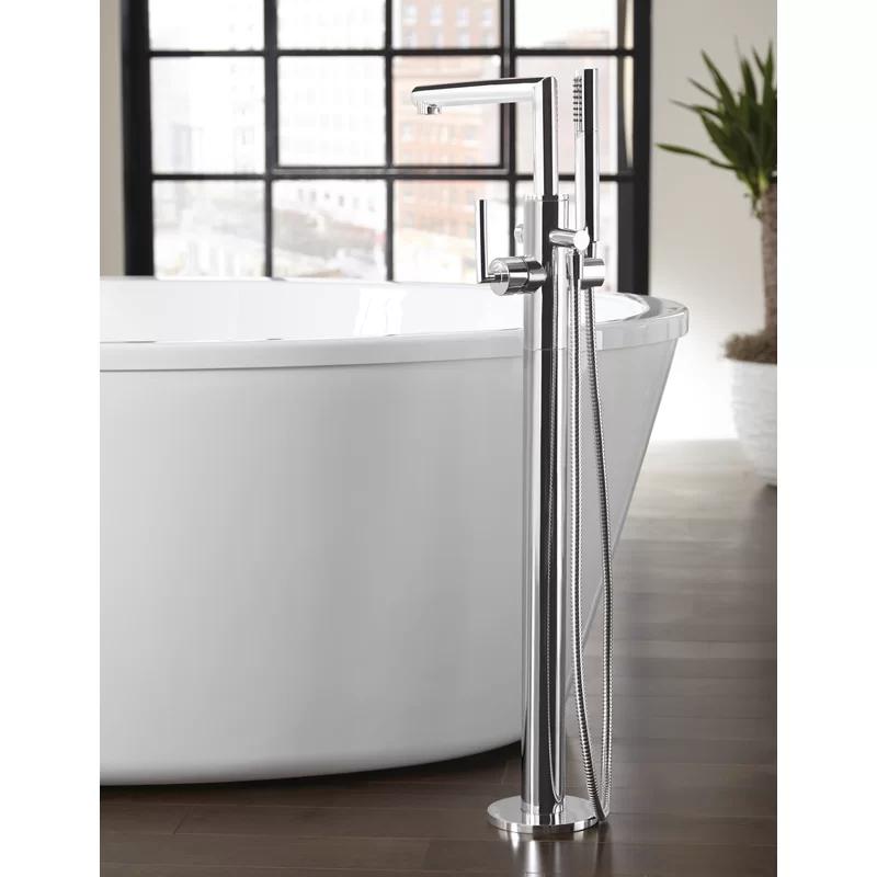 Arris Modern Chrome Deck-Mount Roman Tub Filler with Hand Shower