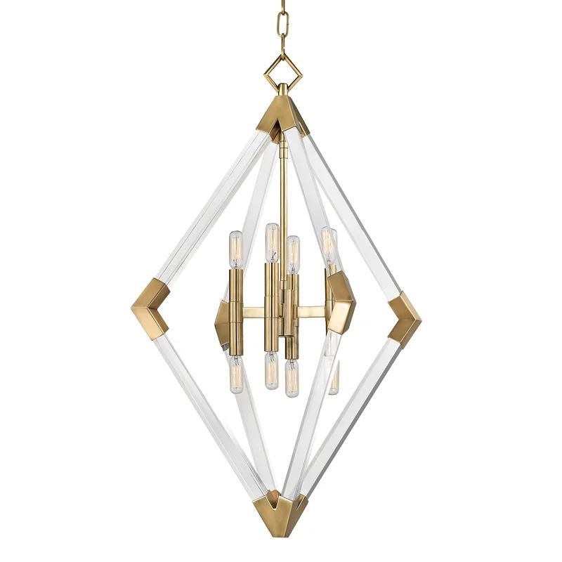 Lyons Aged Brass 8-Light LED Chandelier with Diamond Accents