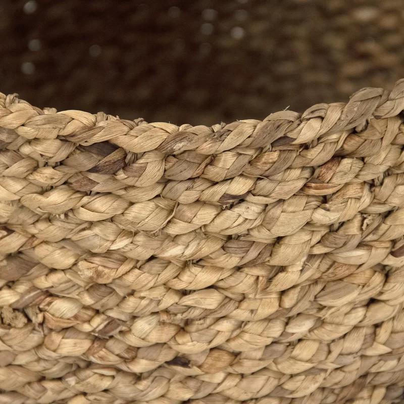 Round Seagrass Storage Basket in Earthy Brown Finish