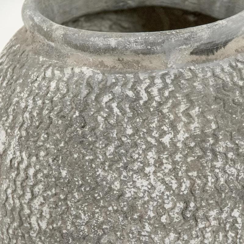 Distressed White Ceramic Handcrafted 16" Decorative Vase