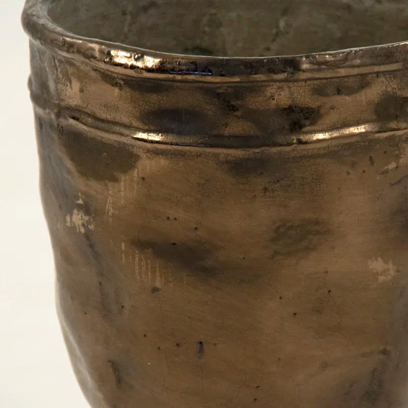 Large Distressed Bronze Ceramic Table Vase