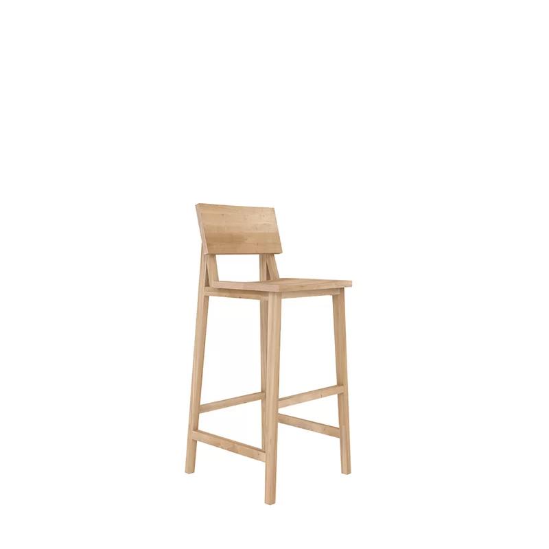 Ethnicraft N4 Varnished Oak 31.5" Bar Stool by Nathan Yong