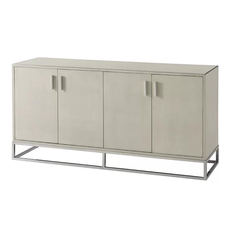 TA Studio Luxe 63'' Beige Leather and Metal Sideboard