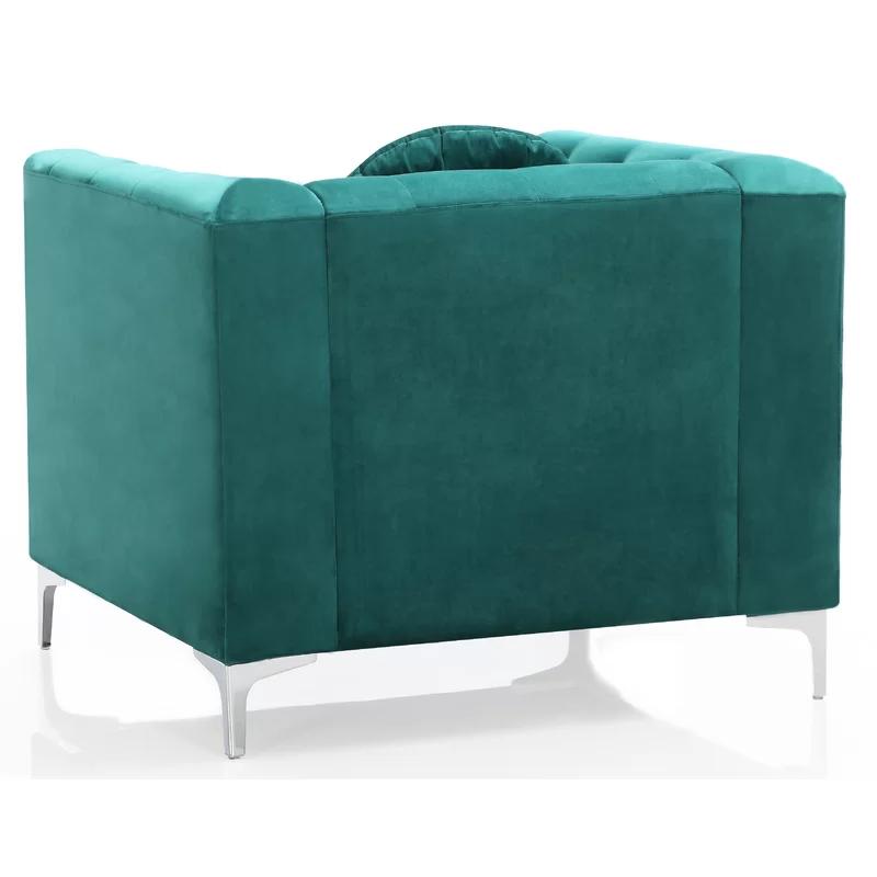 Elegant Green Velvet Wood Frame Chaise Lounge