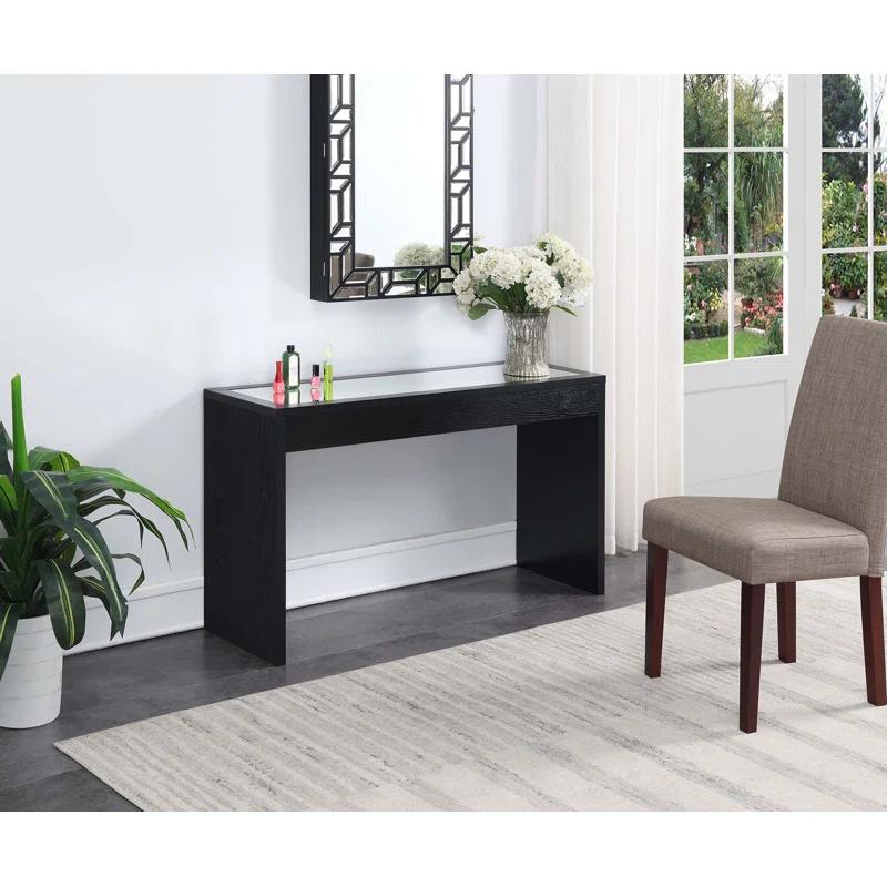 Elegant Northfield Black Mirrored 48'' Console Table with Glass Inlay