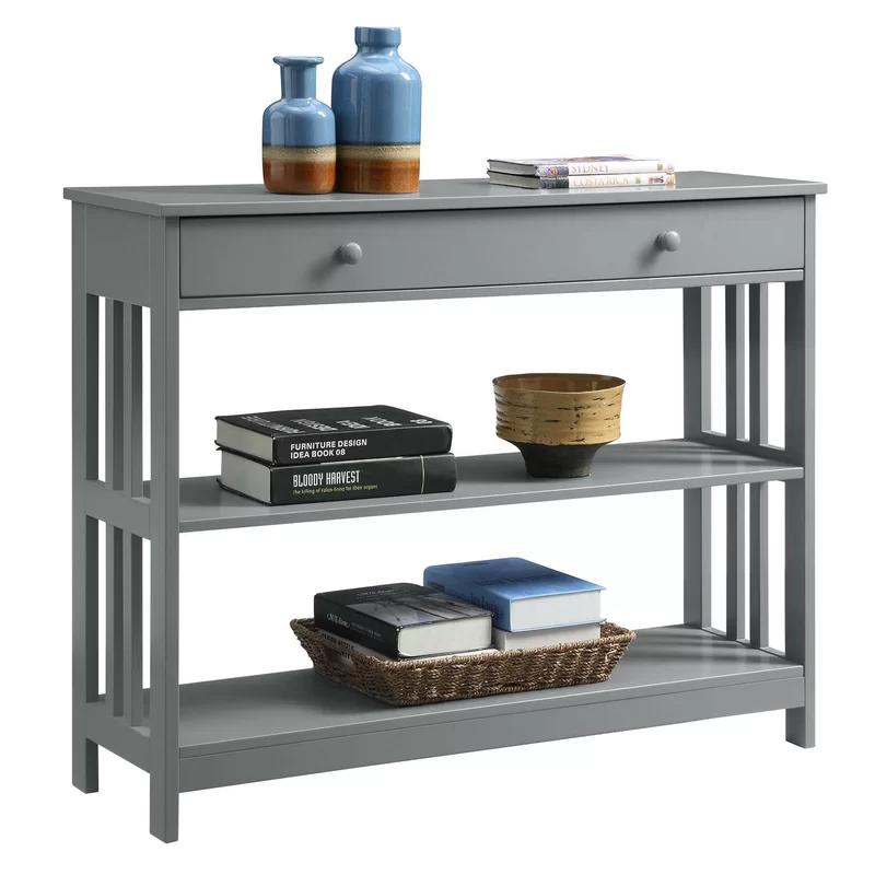 Mission Gray Wood and Metal Console Table with Storage