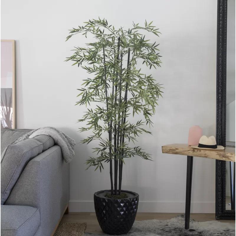Elegant 77.6'' Faux Bamboo Topiary in Fiberstone Planter