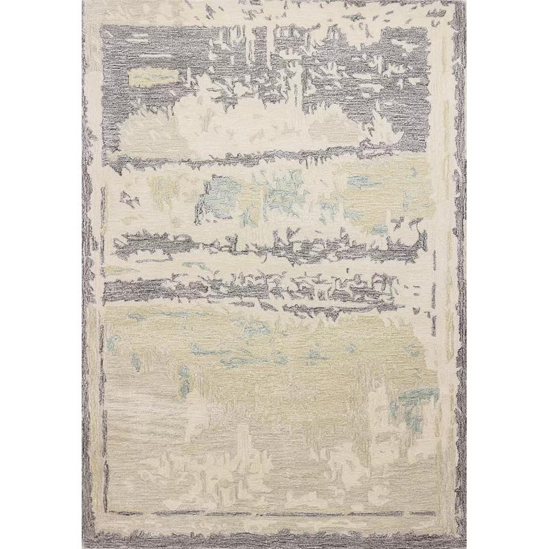 Ivory Abstract Tufted Wool-Viscose 4'x6' Handmade Rug