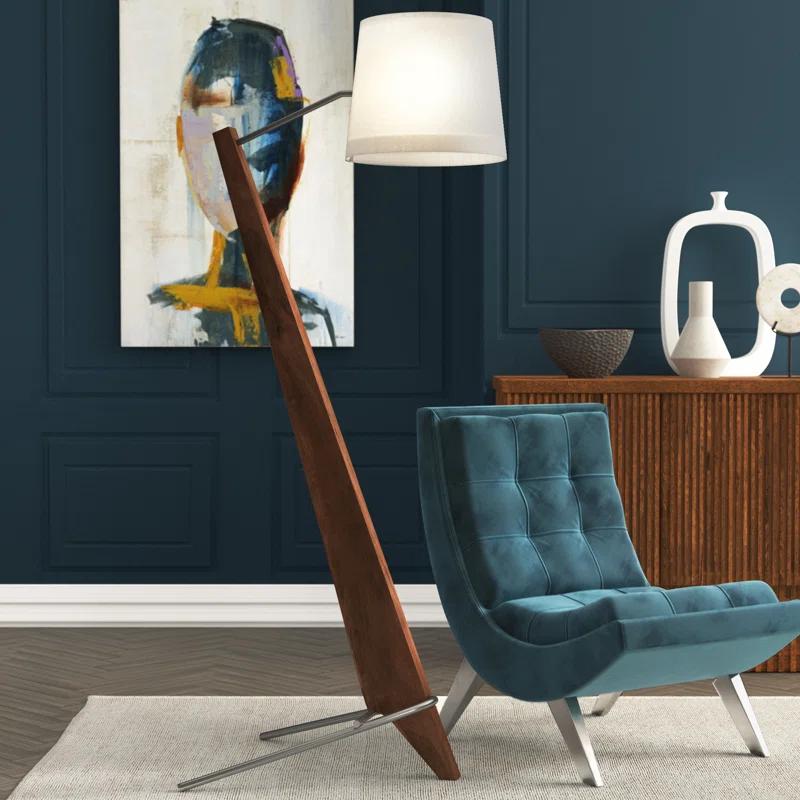Silva Dark Stained Walnut Floor Lamp with Linen Shade