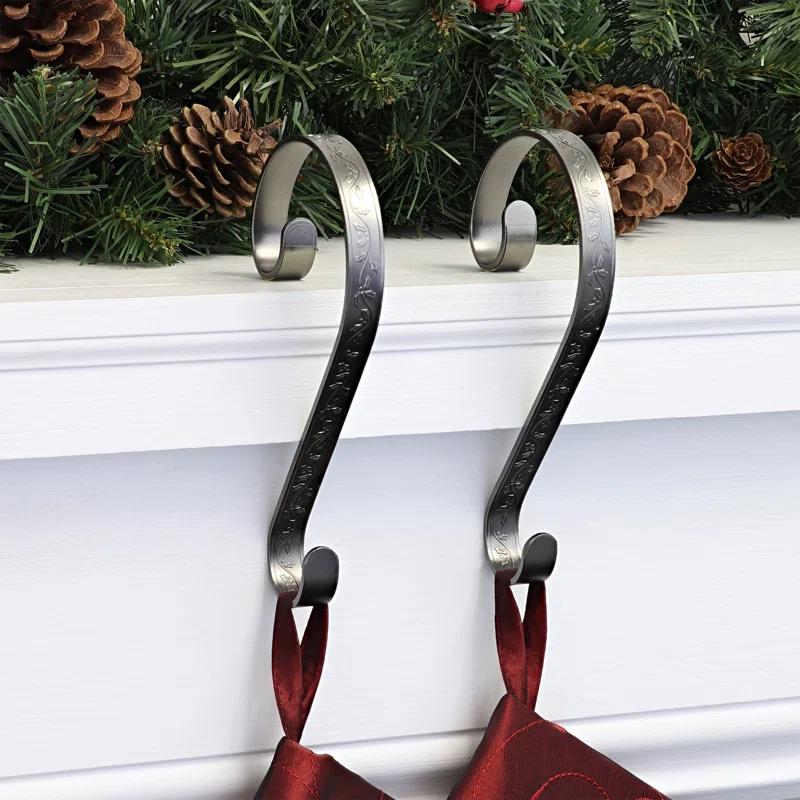 Haute Decor Holly Embossed Stocking Holder (Set of 2)