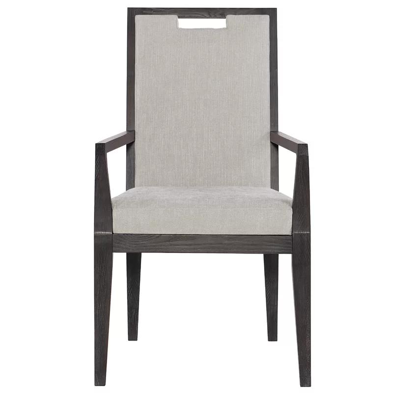Ashwood Transitional Upholstered Arm Chair in Cerused Mink and Gray