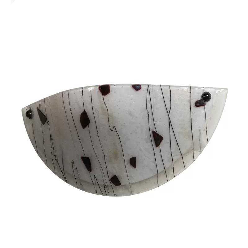 Winter White and Bronze 2-Light Dimmable Sconce with Fused Glass