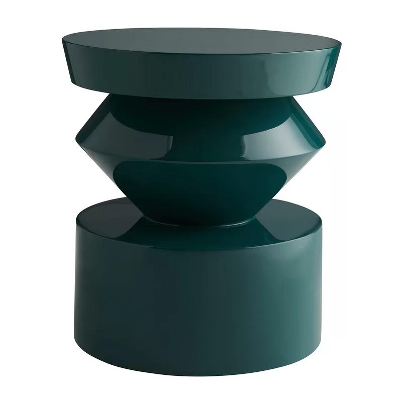 Peacock Lacquer Round Acrylic Swirl Side Table