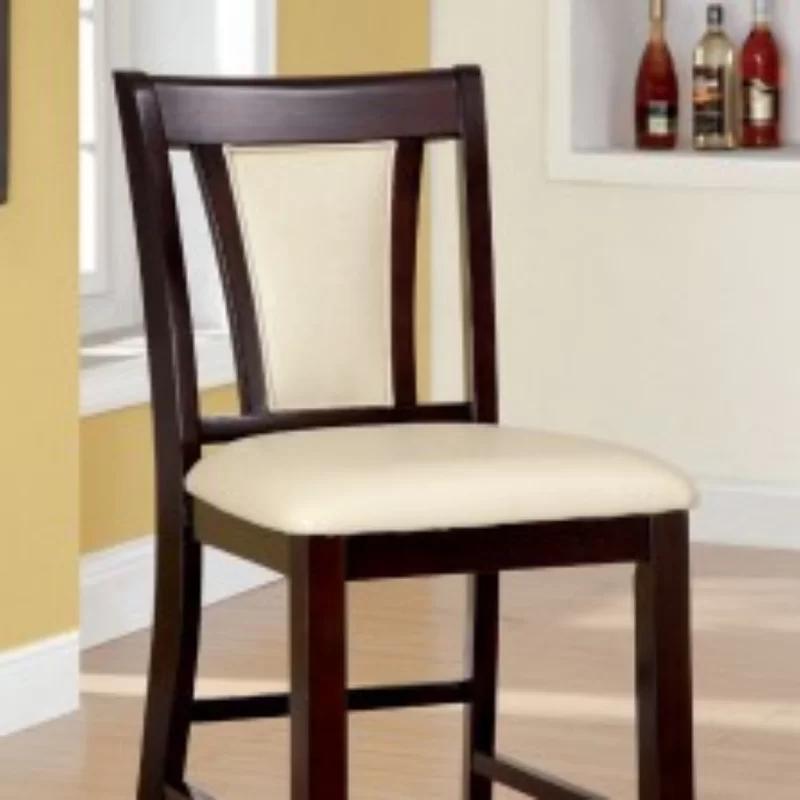 Transitional Brentwood 22'' Brown and Cream Leather Counter Stool