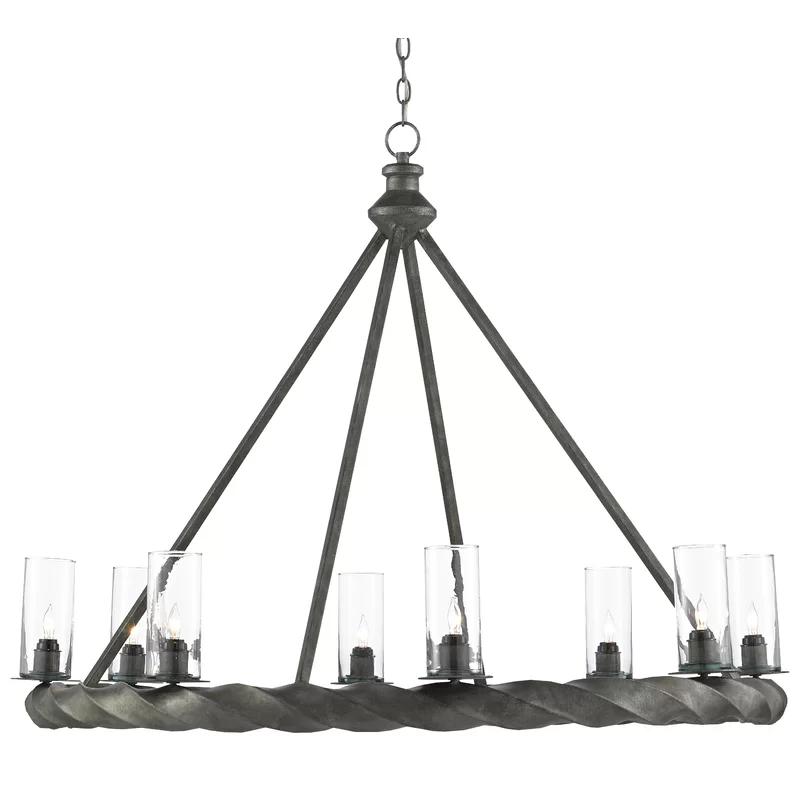Orson Adjustable 8-Light Chandelier in Light Mole with Clear Glass