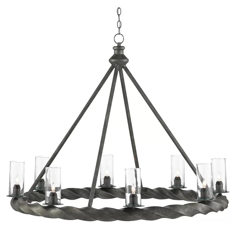 Orson Adjustable 8-Light Chandelier in Light Mole with Clear Glass