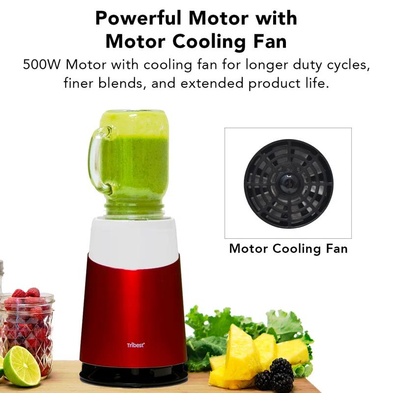 Tribest Personal Blender II Mason Jar Ready (Basic 12-Piece Set) – Red