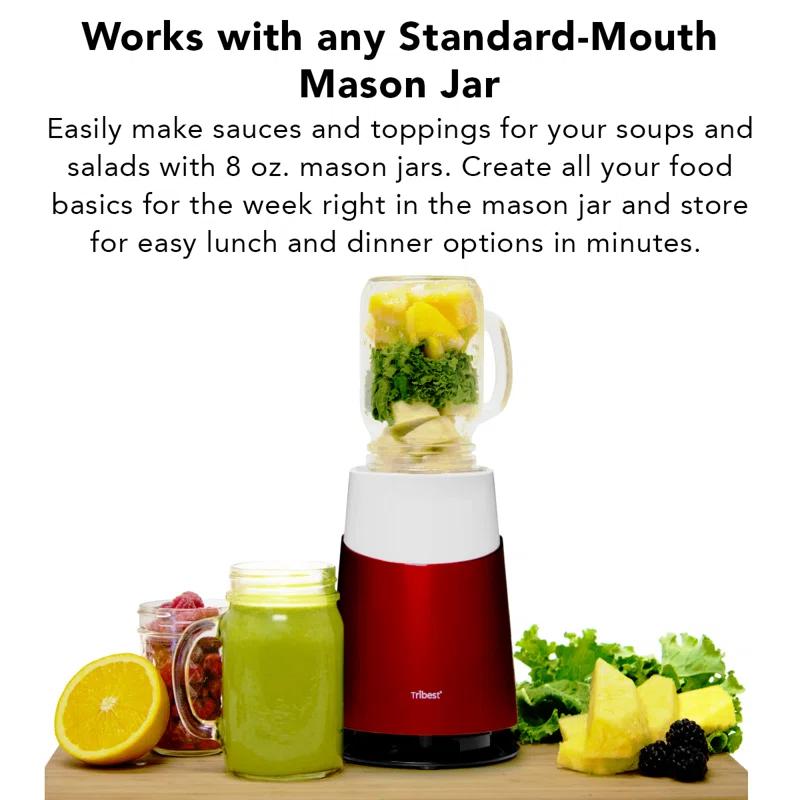 Tribest Personal Blender II Mason Jar Ready (Basic 12-Piece Set) – Red