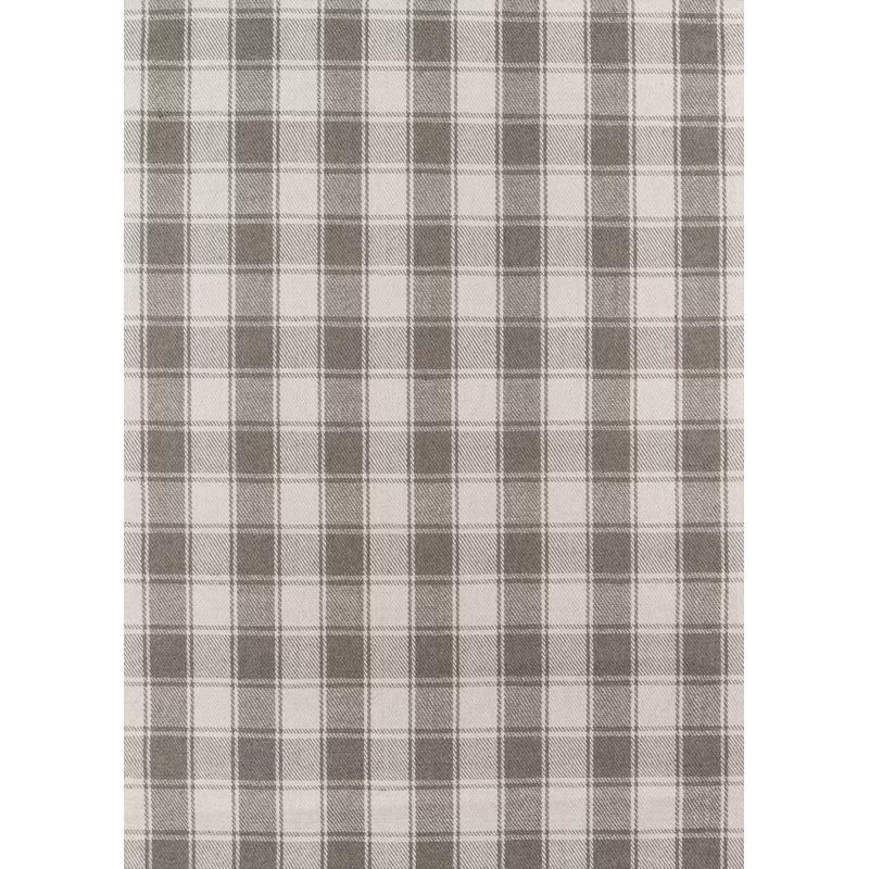 Rustic Gray Tartan Plaid 2'x3' Wool-Cotton Blend Accent Rug