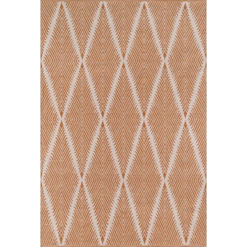 Handmade Orange Diamond Synthetic Accent Rug 3'6" x 5'6"